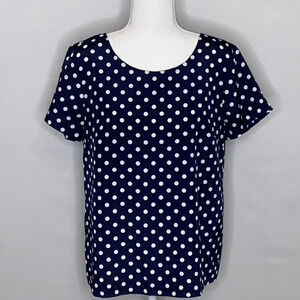 J. Crew Factory Navy & White Polka Dot Blouse - S